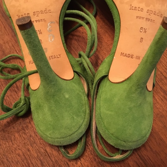 Kate Spade Suede Leather Heels Lime Green 6 1/2 - Picture 7 of 7
